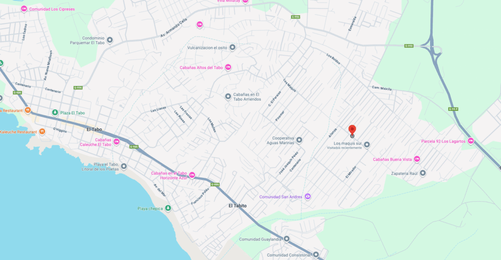 Inicio Mapa de ubicación de los terrenos en El Tabo